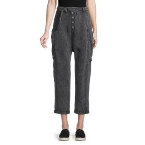 Free People High-Rise Belted Pants Cropped | Black | Size 2